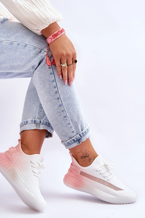 Wsuwane Buty Sportowe Ombre Biało-Różowe Boston