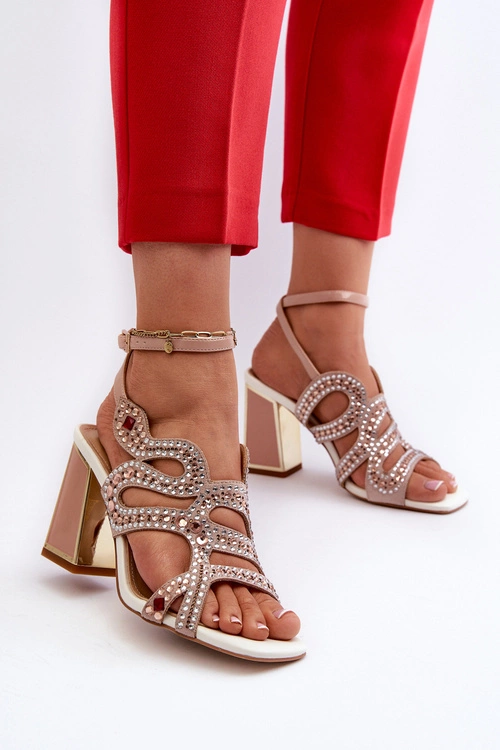 Zdobione Sandały Damskie Na Słupku D&A CR952 Różowe