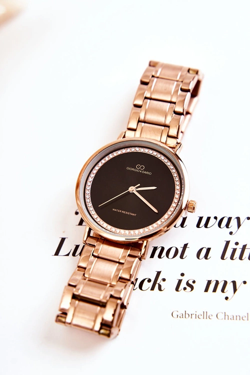 Damski Stalowy Zegarek Giorgio & Dario Z Cyrkoniami Różowe Złoto