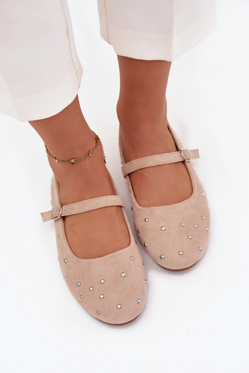 Zdobione Baleriny Damskie Z Paskiem Różowe Olivisse