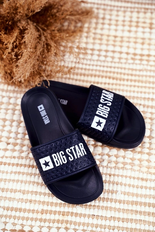 Klapki Dziecięce Big Star Granatowe Pikowane GG374802