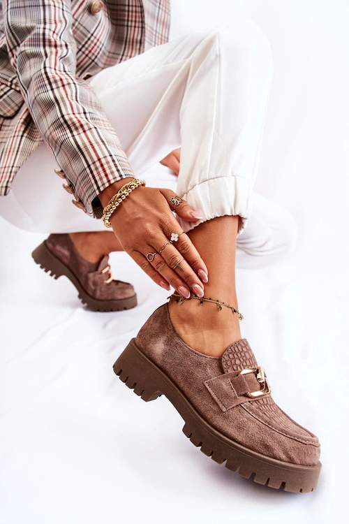 Modne Zamszowe Półbuty Loafery Jasnobrązowy Lemar Rayhan