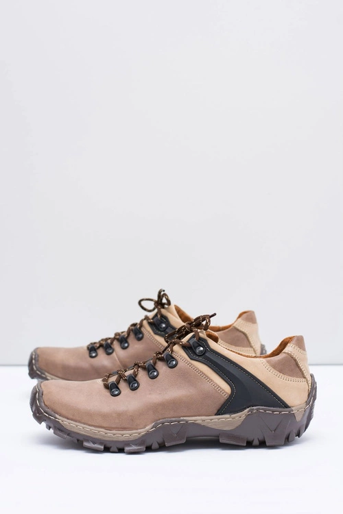 Męskie Skórzane Brązowe Półbuty Trekkingowe Bednarek