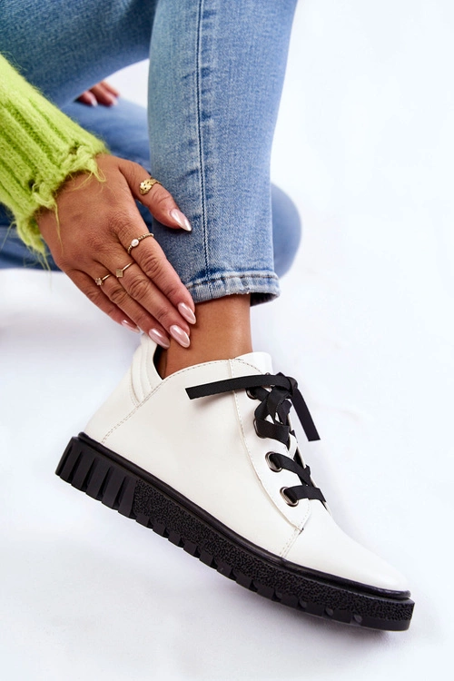 Skórzane Półbuty Sergio Leone PB210 Białe