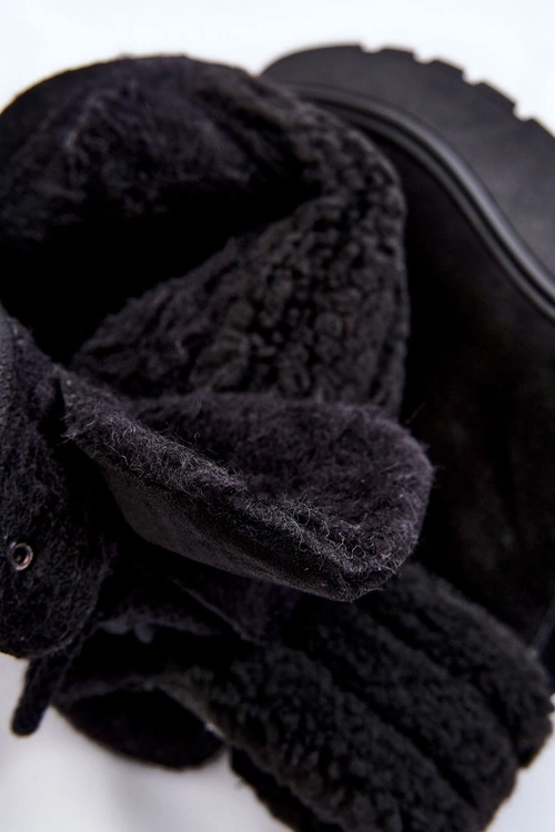 Damskie Zamszowe Botki Na Koturnie Czarne Lemar Meniko