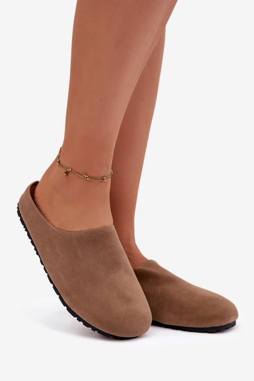 Kapcie Damskie Z Eko Zamszu Khaki Kalvess