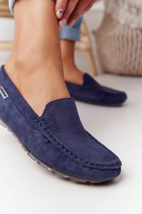 Damskie Zamszowe Mokasyny Granatowe San Marino
