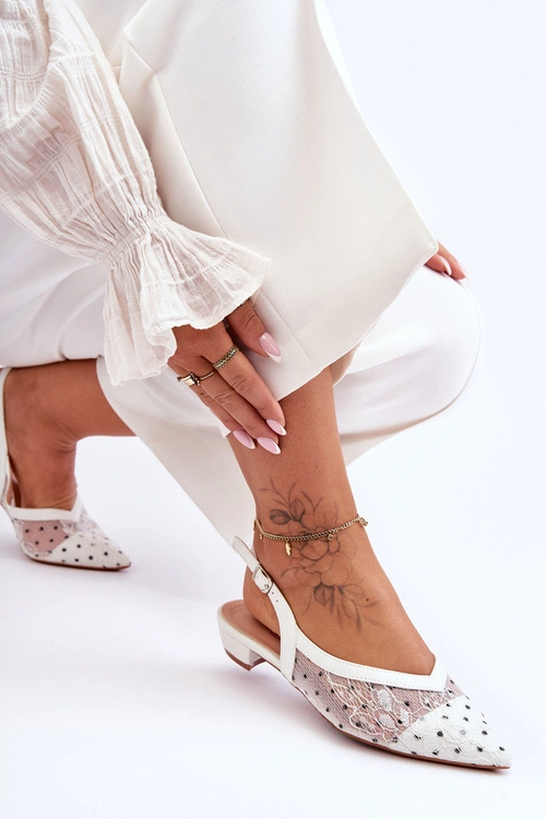 Damskie Baleriny W Kropki Białe Adore