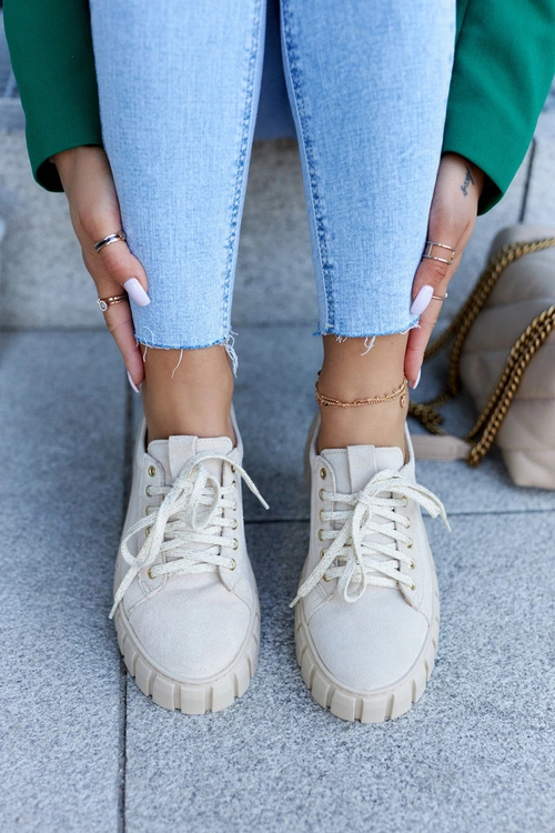 Zamszowe Półbuty Lewski Shoes 3163 Jasnobeżowe