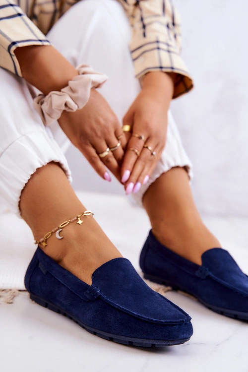 Damskie Zamszowe Mokasyny Big Star JJ274659 Granatowe