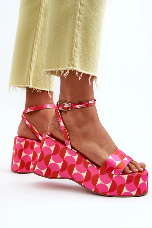 Wzorzyste Sandały Na Platformie I Koturnie Fuksja Wiandia