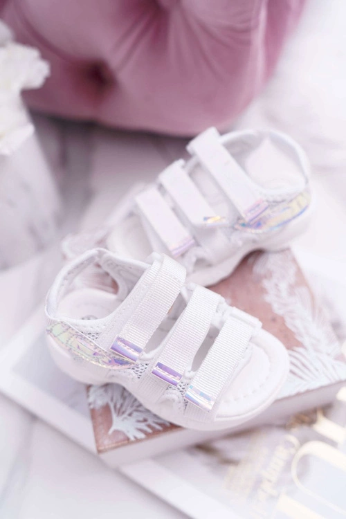 Dziecięce Sandały Na Rzepy Dla Dziewczynki Białe Kimmi