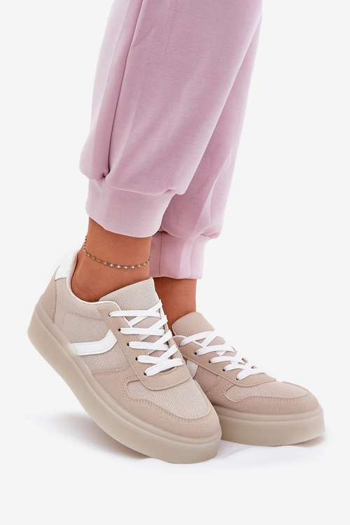 Niskie Sneakersy Damskie Na Platformie Beżowe Telmira