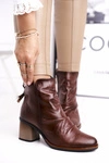 Botki Damskie Na Słupku Maciejka Brązowe 04757-02