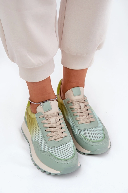 Skórzane Buty Sportowe Z Siateczką Damskie Vinceza 66775 Zielone