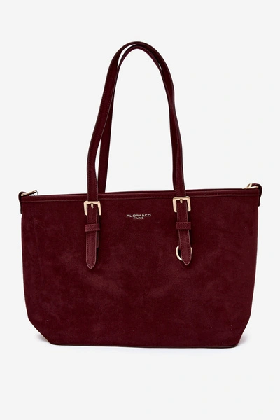 Flora&Co Torebka Shopperka Zamszowa Bordowa Araminta