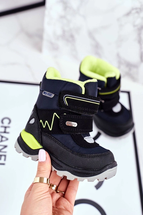 Dziecięce Śniegowce Ocieplane Wełną Granatowe Booom