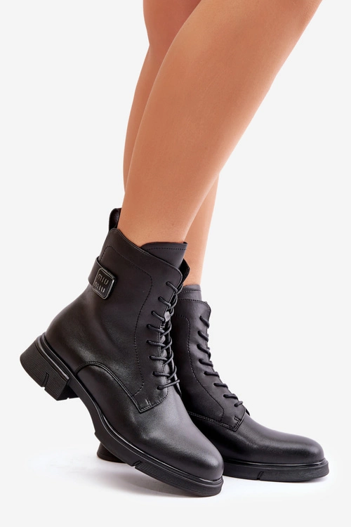 Ocieplane Botki Workery Damskie Skóra Naturalna Czarne Vinceza 66688