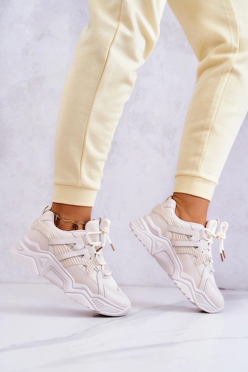 Damskie Sportowe Buty Sneakersy Beżowe Daren