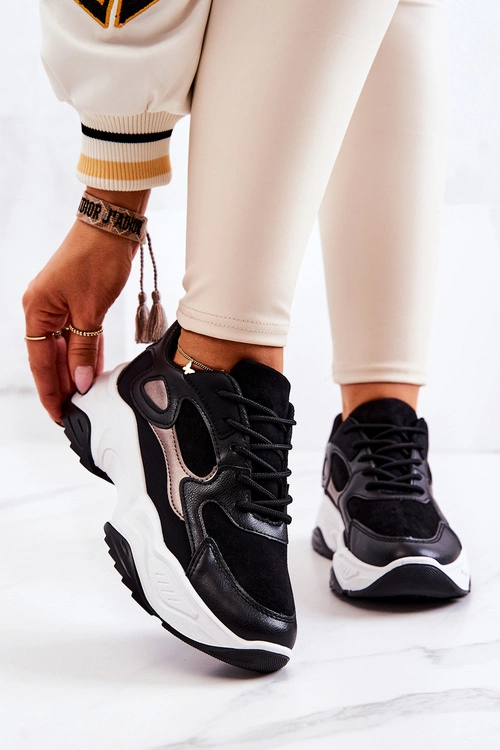 Sportowe Buty Sneakersy Czarne Retroque
