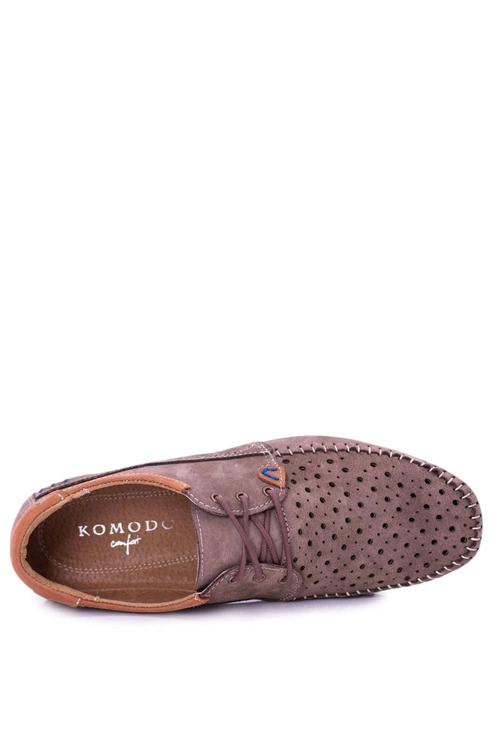 Dziurkowane Skórzane Mokasyny Półbuty Brąz Mortego