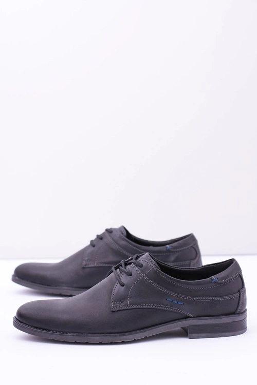 Eleganckie Męskie Skórzane Półbuty Czarne Santiago