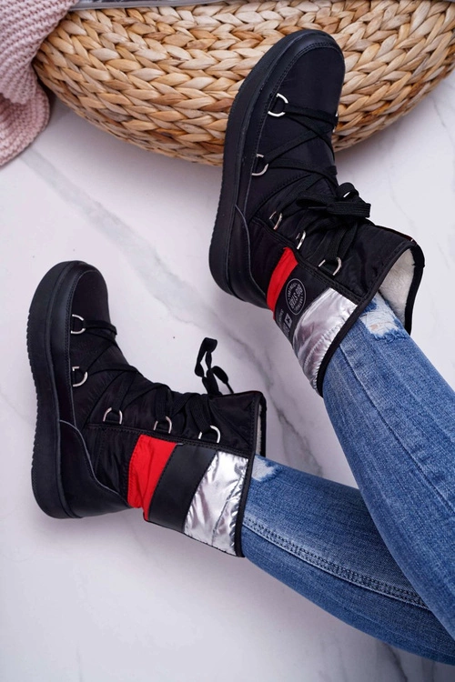 Damskie Botki Śniegowce Ocieplane Futerkiem Big Star Czarne EE274656