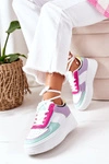 Sportowe Buty Sneakersy Na Platformie Biało-Fioletowe Freedom