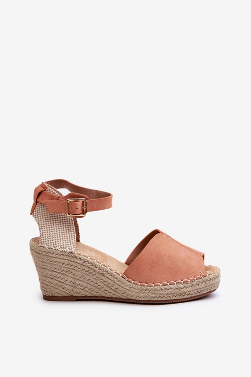 Wygodne Damskie Sandały Na Koturnie Jasnoróżowe Dellia