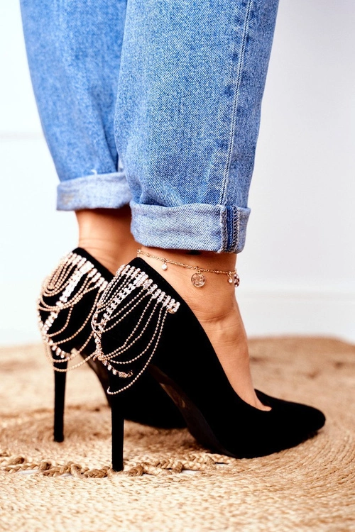 Szpilki Damskie Czarne Zamszowe Imprezowe Pacardo