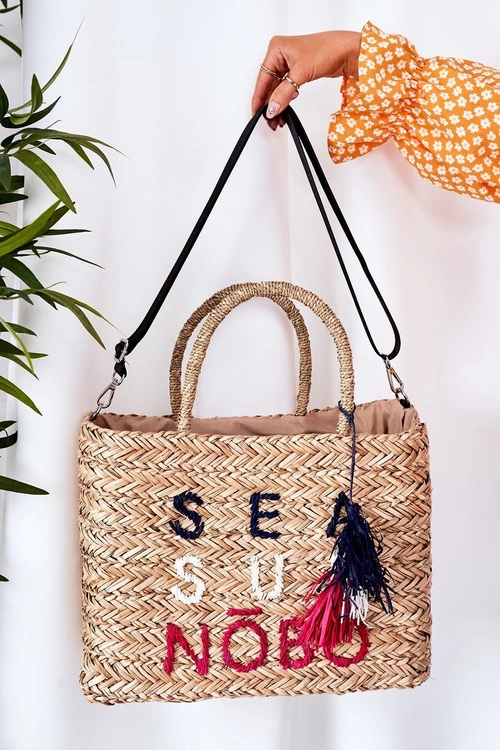 Pleciona Torebka Shopper Na Plażę NOBO XK0410 Beżowa