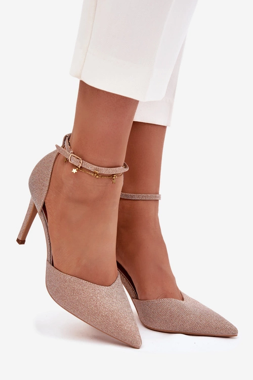 Błyszczące Szpilki Z Paskiem Szampańskie Joranne