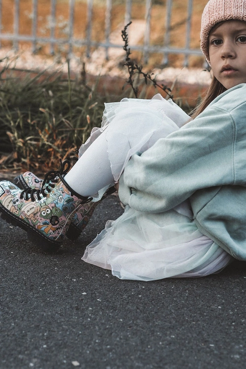 Dziecięce Botki Ocieplane Print Różowe Dexi