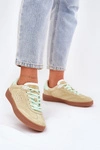 Zamszowe Buty Sportowe Sneakersy Damskie D.Franklin DFSH387005 Limonkowe