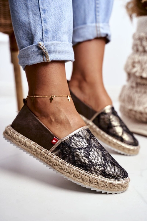 Espadryle Damskie Pleciona Podeszwa Brązowe Big Star FF274A515