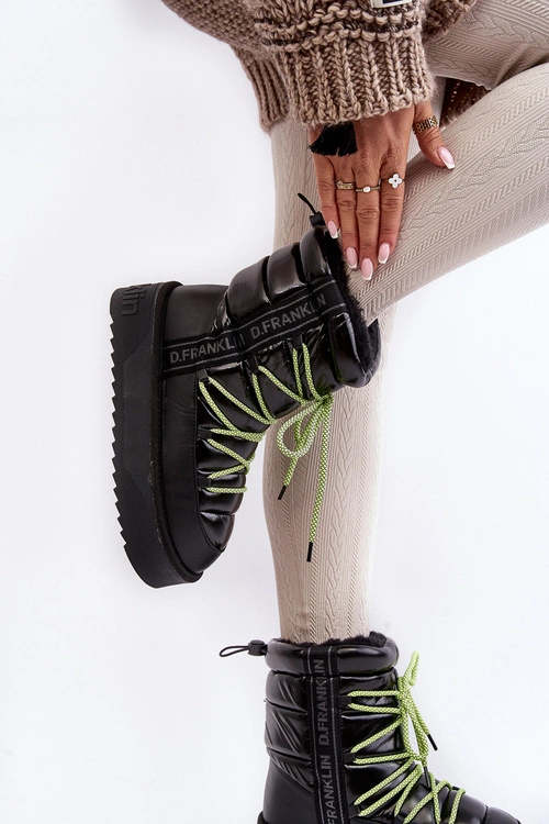 Śniegowce Damskie Na Grubej Podeszwie Wegańskie D.Franklin DFSH371007 Czarne