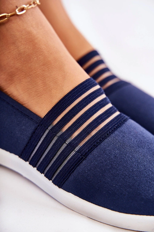 Damskie Tenisówki Materiałowe Slip-On Granatowe Lilis