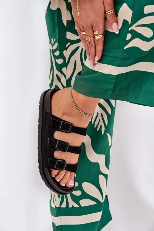 Klapki Damskie Z Paskami I Klamrami Czarne Uliri