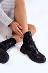 Skórzane Skarpetkowe Botki Sznurowane Czarne Riston