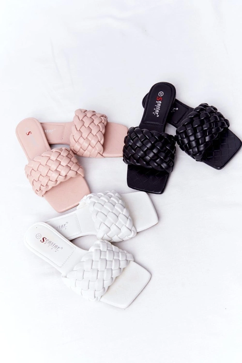 Damskie Plecione Klapki Białe Cheryl