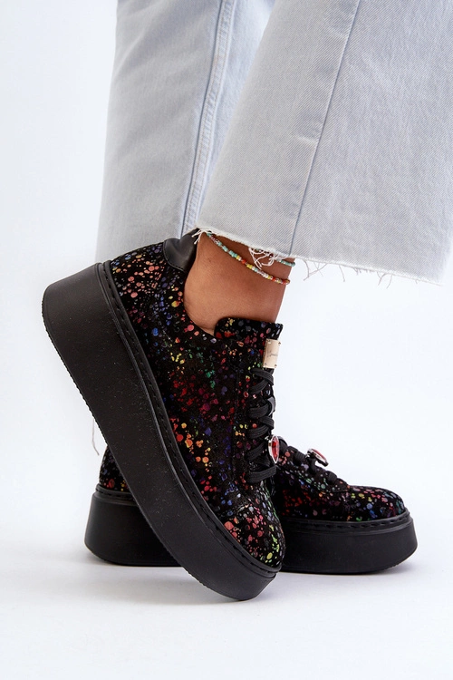 Skórzane Sneakersy Na Platformie Maciejka 6191S-01 Czarne