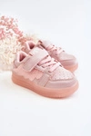 Dziecięce Skórzane Buty Sportowe Na Rzep Różowe Angel