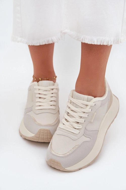 Ocieplane Sneakersy Damskie Na Platformie Big Star SS274008 HI-POLY SYSTEM Jasnobeżowe