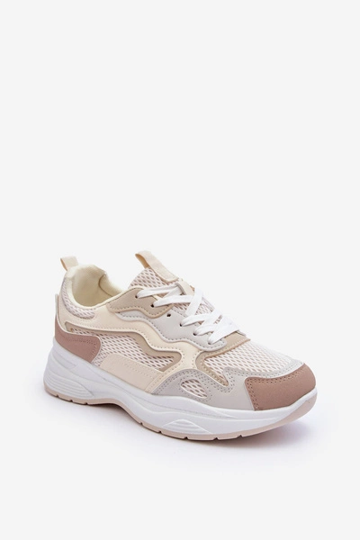 Damskie Buty Sportowe Sneakersy Na Platformie Beżowe Lomare