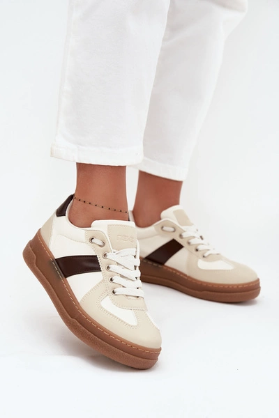 Sneakersy Damskie Na Platformie Beżowe Galivina