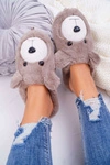 Papcie Damskie Z Futerkiem Miś Brązowe Bear
