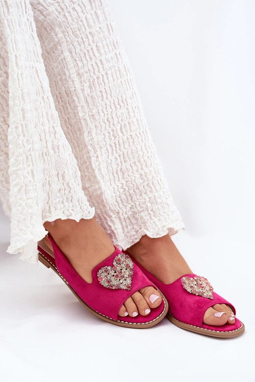 Sandały Damskie Z Ozdobnym Sercem S.Barski KV27-018 Fuksja