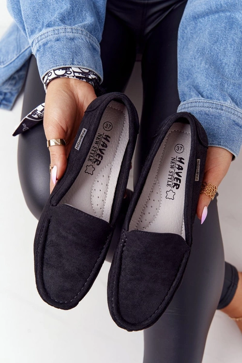 Damskie Zamszowe Mokasyny Czarne San Marino