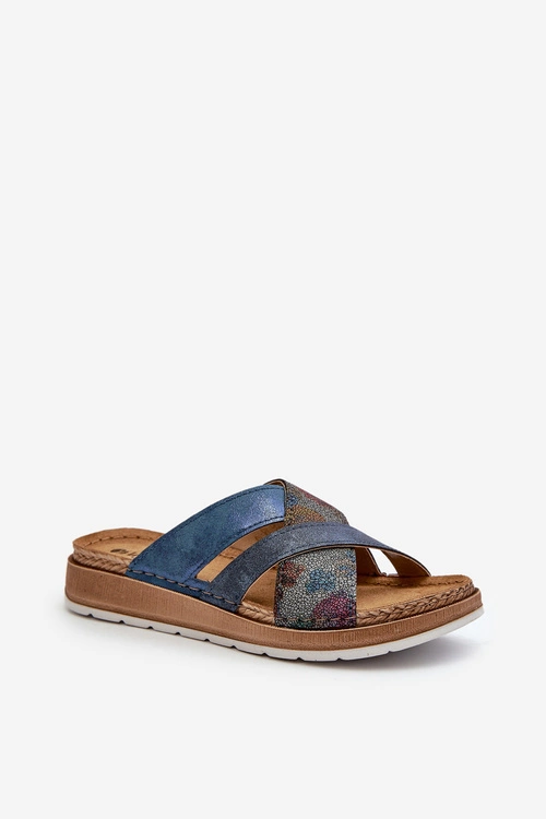 Wygodne Lekkie Klapki Damskie Inblu GS000052 Granatowe