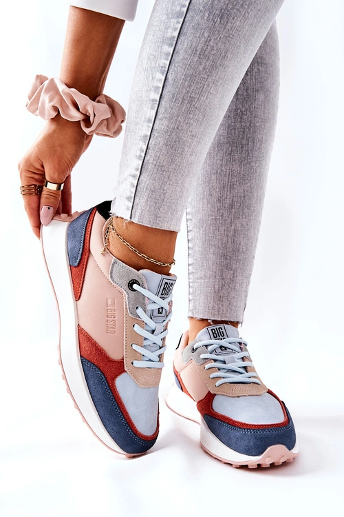 Buty Sportowe Memory Foam Big Star II274401 Beżowo-Niebieskie